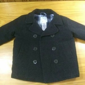 Old Navy Toddler Black Acrylic Pea Coat 12-18 mos